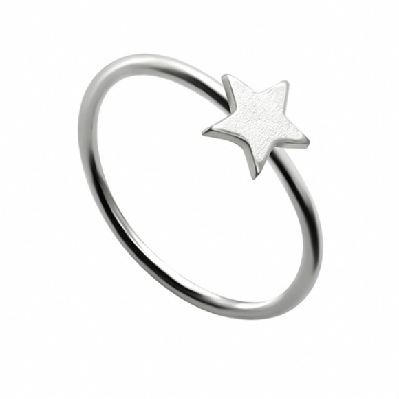 ⭐️925 Sterling Silver Star Nose Ring Cartilage Helix Tragus Rook Hoop Earring - Picture 5 of 13